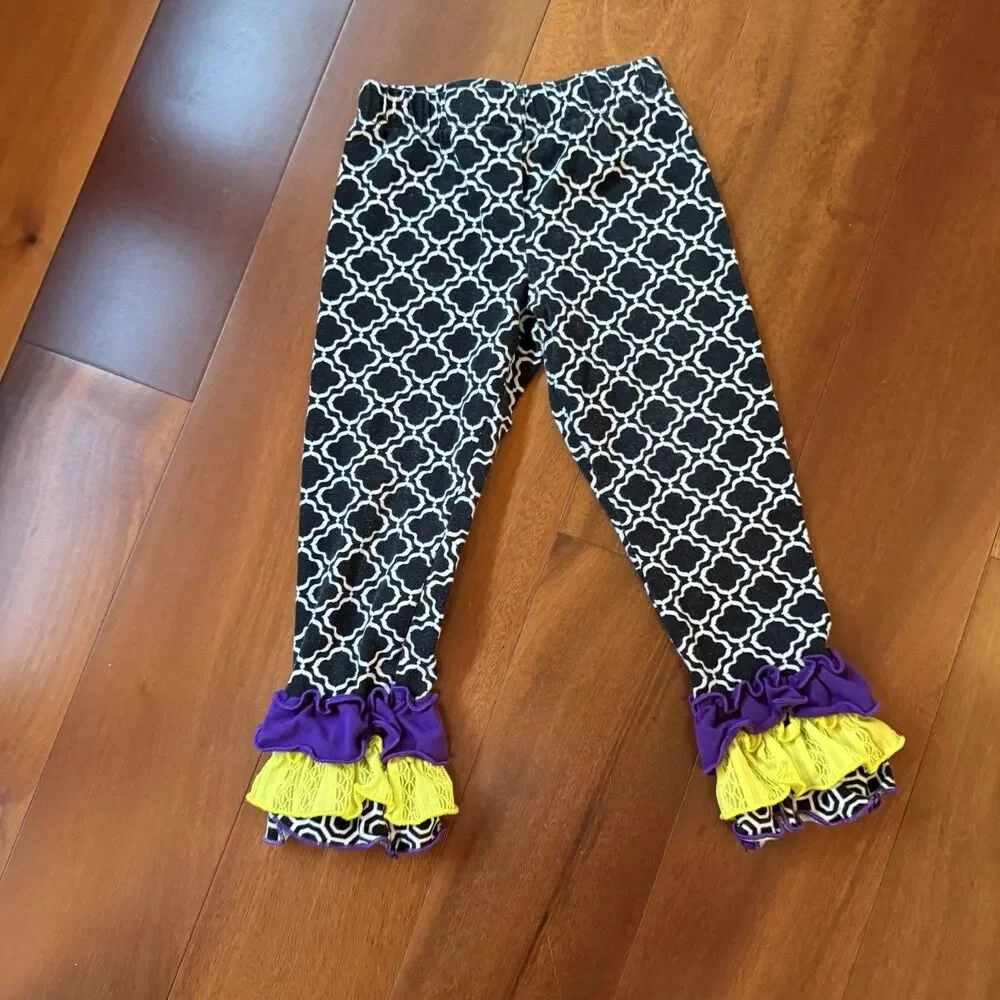 OWL Outfit 2pc Toddler Girl 2T Purple Ruffle EMILY ROSE Fluorescent Fall